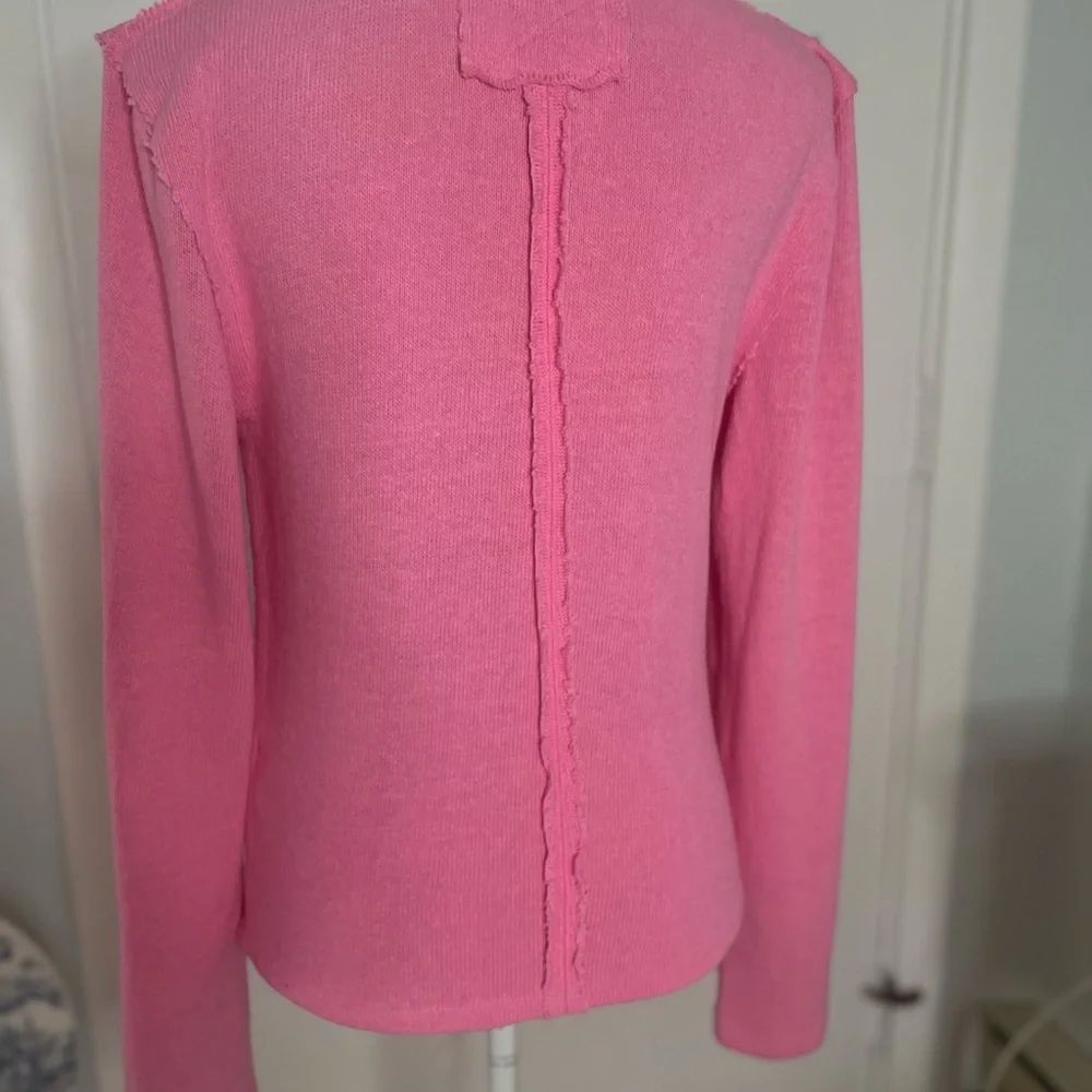 NWOT Free People Like a Boss cotton sweater in deep  pink  size large - Picture 6 of 8